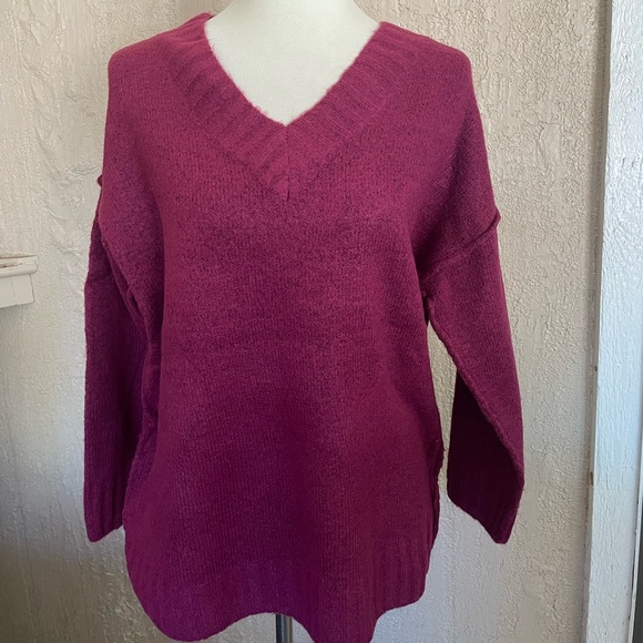 Deep Plum V-neck Sweater - Picture 1 of 5